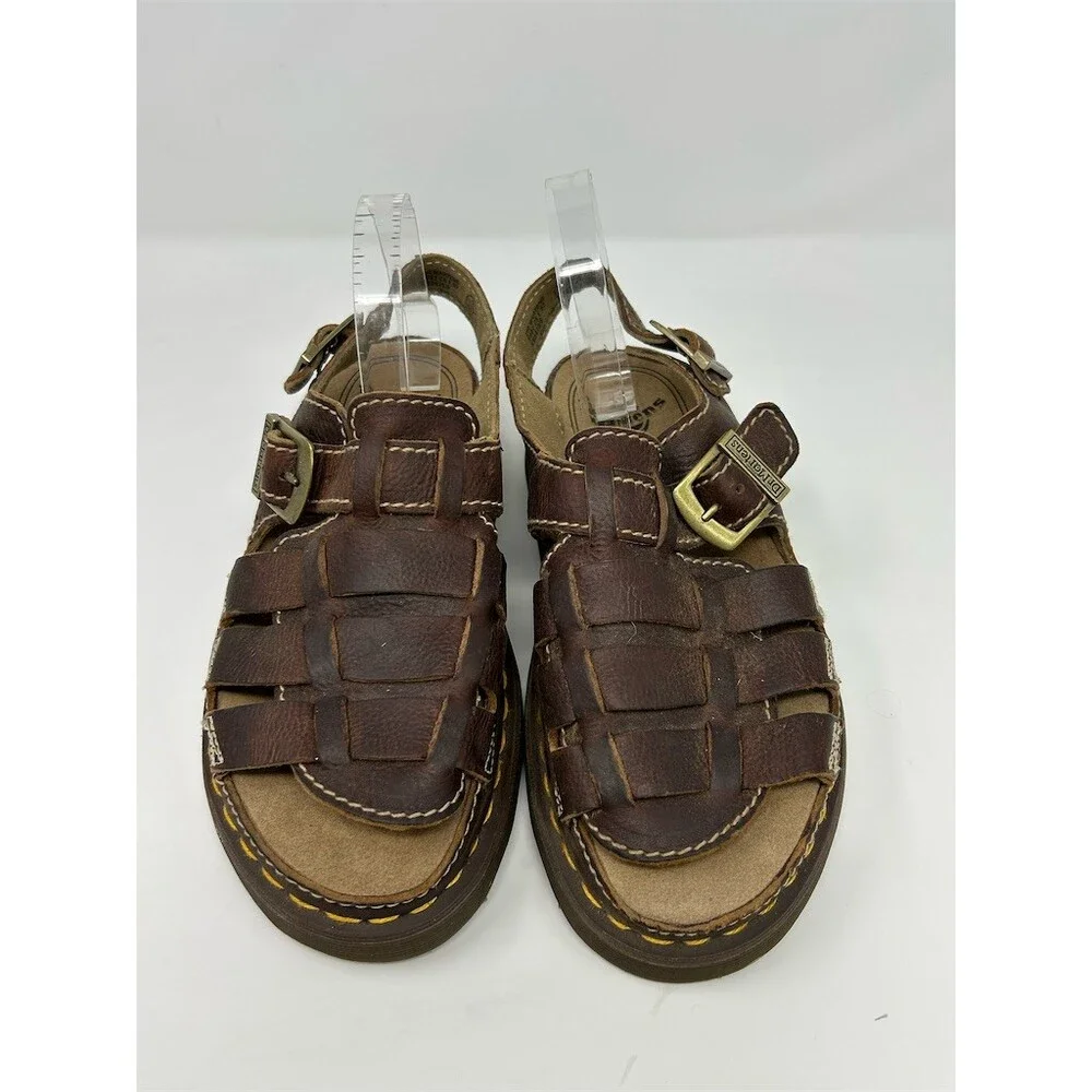 Dr. Martens Mens Fisherman Sandals Brown Double Buckle Platform Sole Size 10